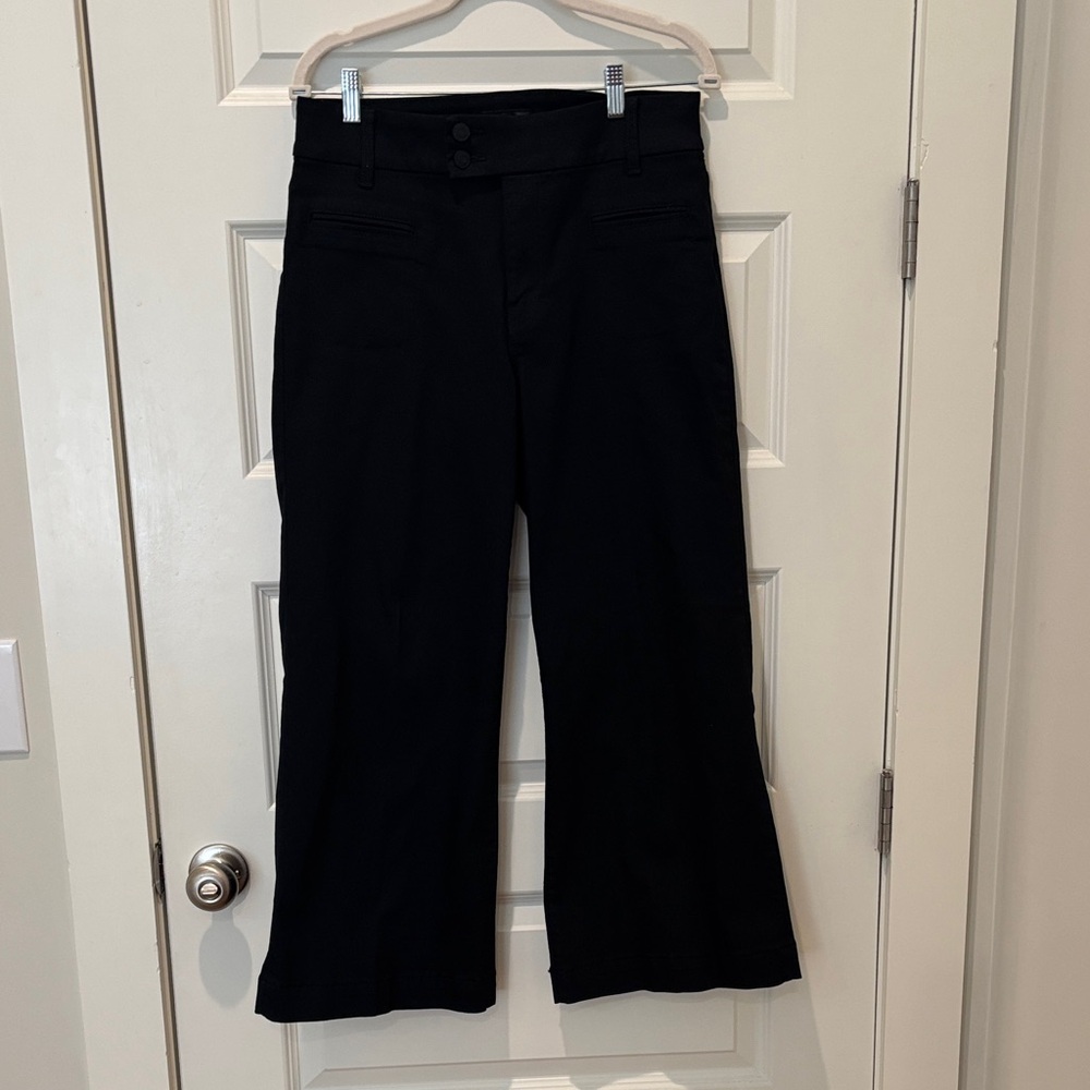 Kut from the Kloth MEG wide leg high rise Midnight Black Ankle Pants